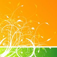 Floral design on orange and green background