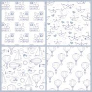 Set of four seamless transportation pattern N2