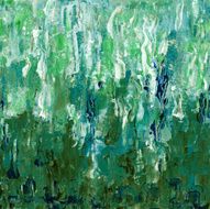 Acrylic Painted Abstract Background in Green and Blue