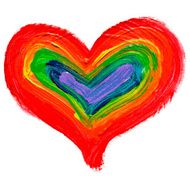Watercolor rainbow painted heart vector element for your design