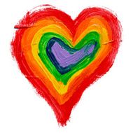 Watercolor rainbow painted heart vector element for your design N2