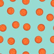 Sports seamless pattern with basketball icons in flat style N6