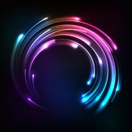 Shining rainbow neon lights circle frame