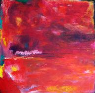 Abstract red acrylic painting