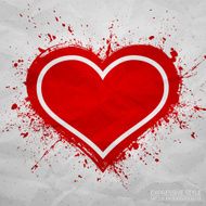 Creased old vector paper with handmade heart background N2
