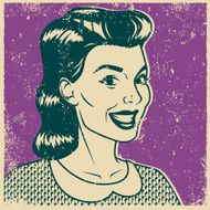 Retro Screen Print of a Smiling Woman N3