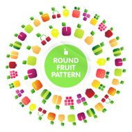 round pattern of fruits and berries with leaves Shiny style N2
