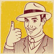 Retro Screen Print of Smiling Man N3