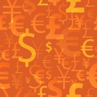 Currency symbols seamless pattern - orange color