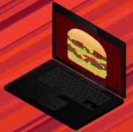 Fast food on laptop pc