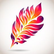 Abstract colorful isolated pink feather