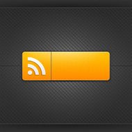 Orange icon with RSS pictogram web internet button