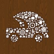 Eco car symbol on the wood