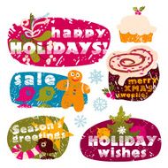 Set of Cute Winter Holiday Labels