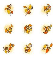 Fall Leaf Vine Icons Vector Illustration