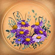 Painted Bouquet on Wooden Background