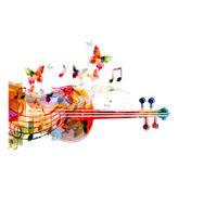 Colorful violoncello with butterflies N2