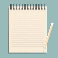 Brown notebook with dotted lines can shred and pencil vector