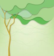 Green vector background with abstract tree and waves