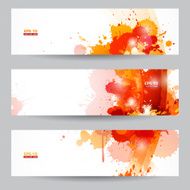 Three abstract artistic headers with paint splats
