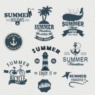 Summer Time retro style calligraphic labels Typography design elements set