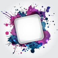 Modern white frame with blue blots