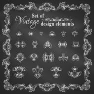 Vector set of chalk retro page decorations and dividers