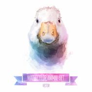 Vector set of watercolor illustrations Cute goose