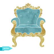 Watercolor vintage armchair throne N2