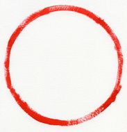 Red zero on Watercolor paper