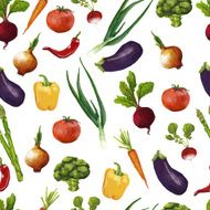 Seamless pattern with vegetables in a watercolor style vector