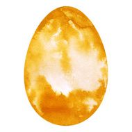 Watercolor orange Easter egg closeup isolated