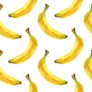 Watercolor seamless pattern with bananas on a white background