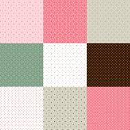 Set of green - pink polka dot textures