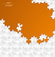 Abstract white group puzzle with orange background