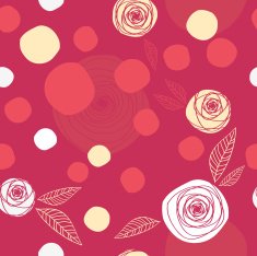 Floral and circles seamless pattern Red back N2