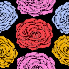 Retro style abstract black floral background with roses N2
