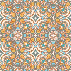 vintage blue and orange flowers