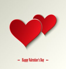 Valentine card with red hearts on a light background N2