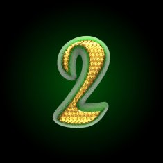 vector golden and green letter 2 N3