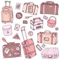 Vector Collection of vintage suitcases N3
