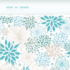Blue and gray plants horizontal torn seamless pattern background