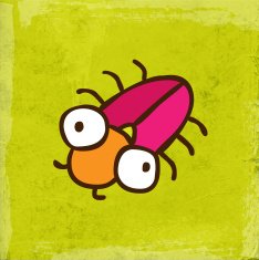 Cute Beetle on Grunge Background N2