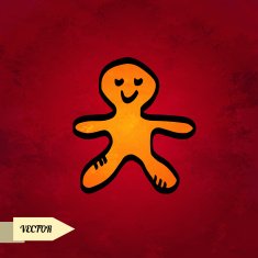 Holiday card with sketch gingerbread man N2