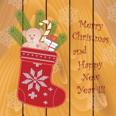 Card design with Christmas sock