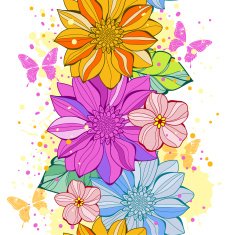 vector seamless with flowers and butterflies N4