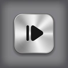 Media player icon - vector metal app button N3