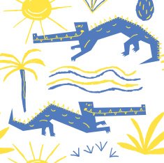 Smiling crocodiles are basking in the sun Vector seamless background N2