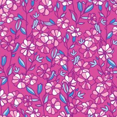 Pink and blue blossoms seamless pattern background N2