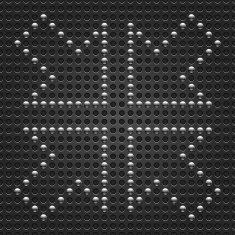 Arrow chrome sign metal circle shape dark black perforation texture